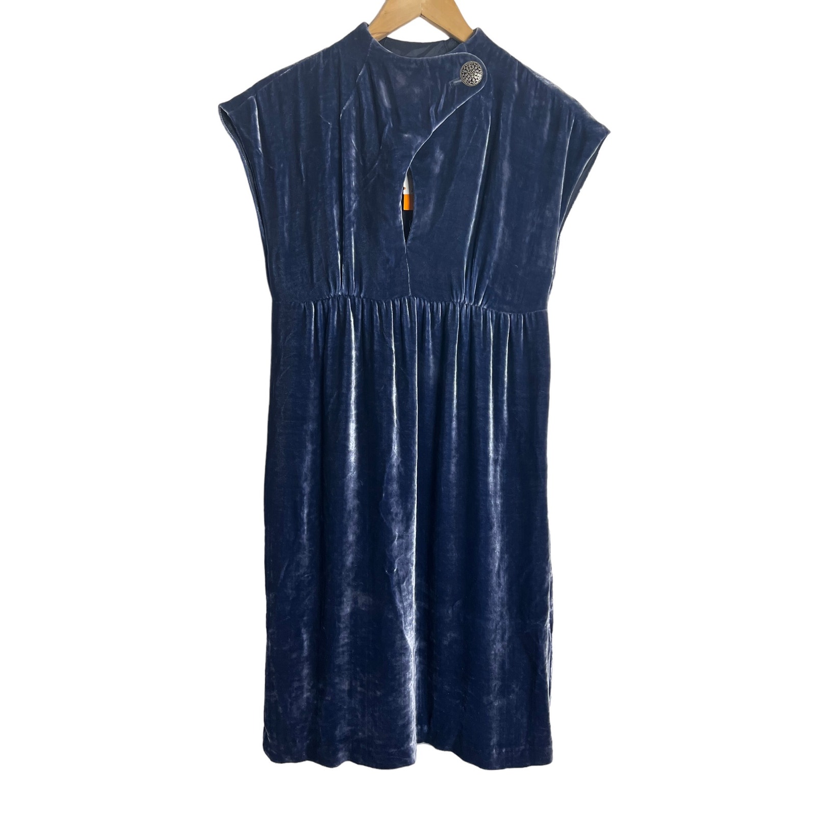 Cynthia Steffe Blue Silk Velvet Babydoll Cap Sleeve Mini Dress Women’s Size 4